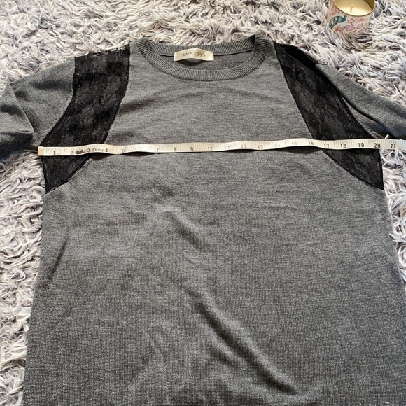 ANNETTE Gray and Black Lace Long Sleeve Sweater Size Large - Picture 7 of 12